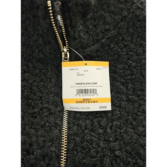 Anne Klein Black Fuzzy Zippered Sweater Jacket Sz S NWT cottage classic - Picture 7 of 11